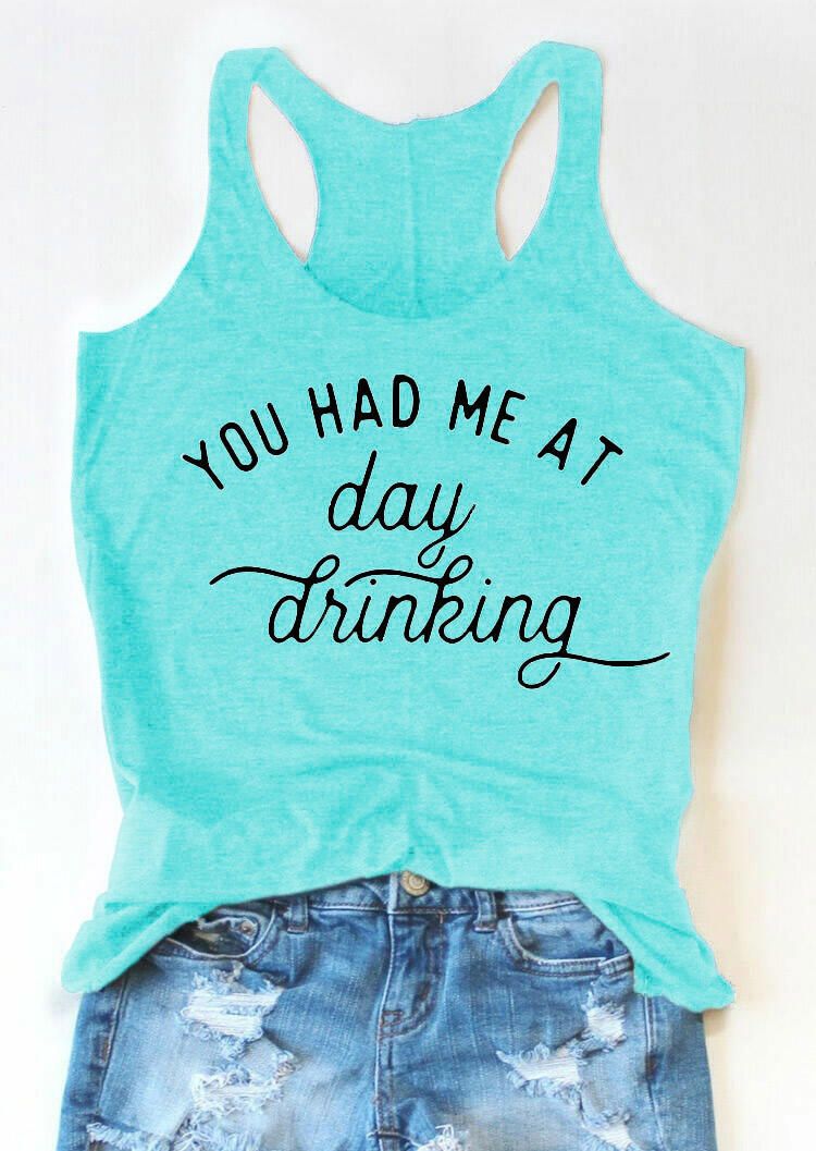 

You Had Me At Day Drinking Racerback Tank - Cyan, Blue, 501817