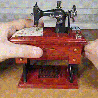

Vintage Treadle Sewing Machine Music Box, Brown, 501963