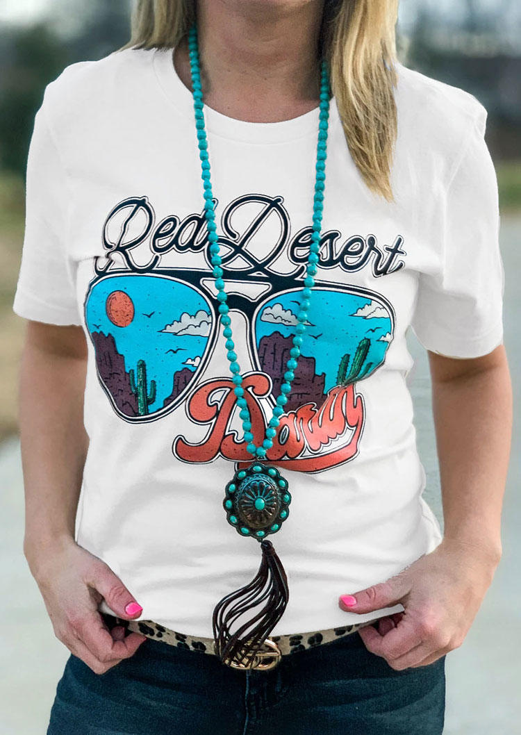 

Red Desert Darlin Cactus Glasses T-Shirt Tee - White, 501842