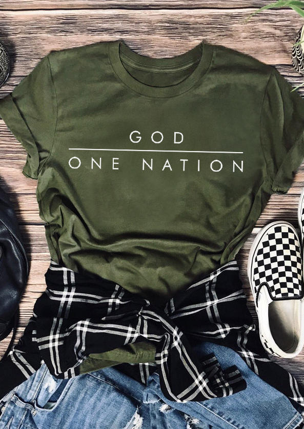 

One Nation Under God T-Shirt Tee - Army Green, 498704