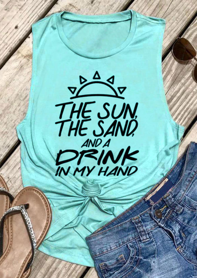 

The Sun The Sand And A Drink In My Hand Tank - Cyan, 500219