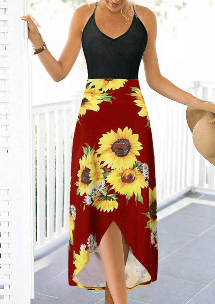 

Sunflower Open Back Asymmetric Midi Dress - Burgundy, 501599