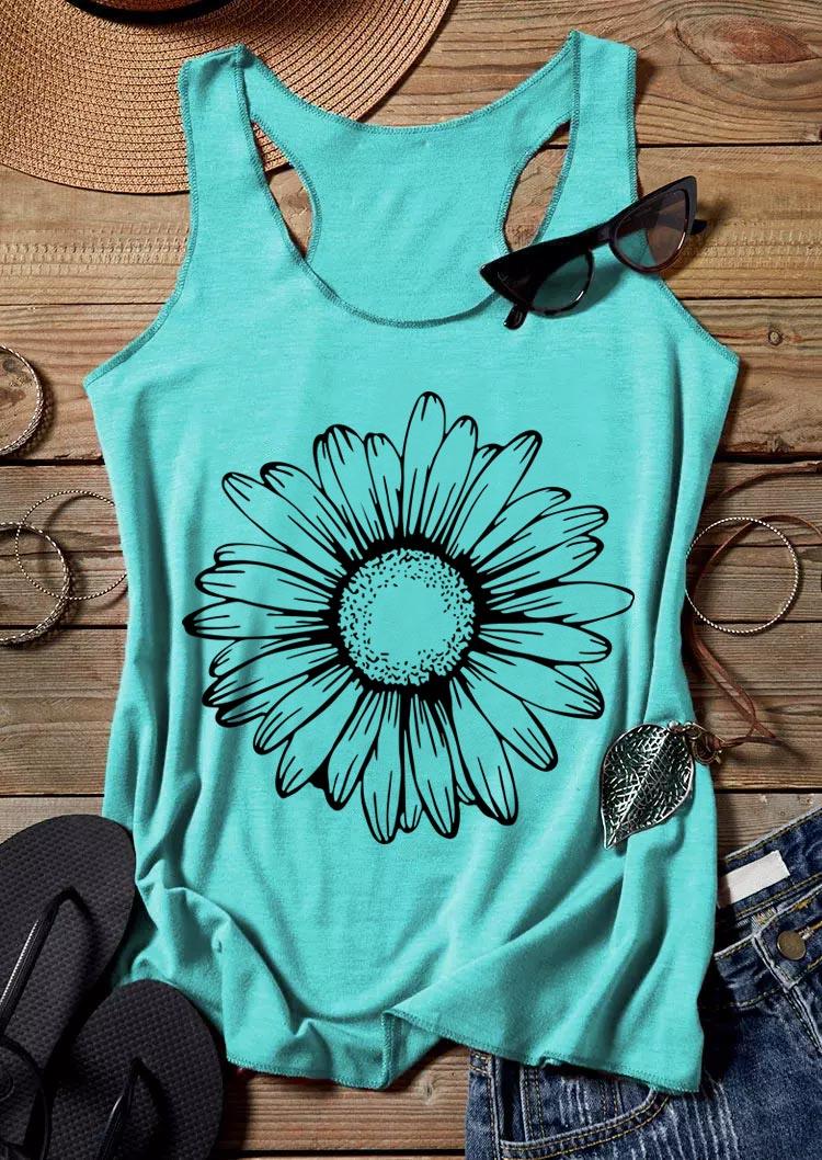 

Daisy Racerback O-Neck Tank - Cyan, 502088