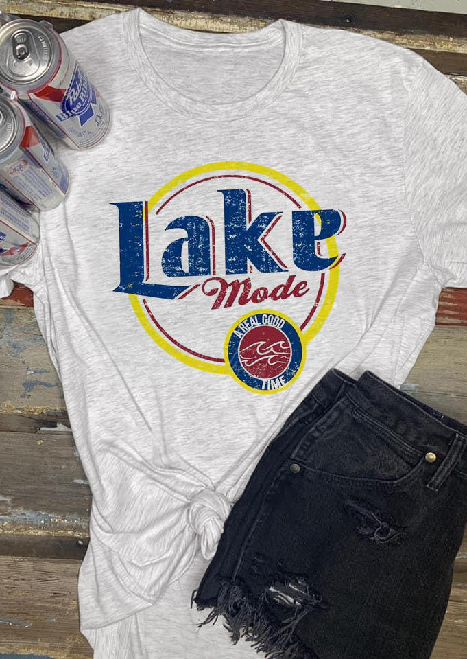 

Lake Mode O-Neck T-Shirt Tee - Light Grey, 502217