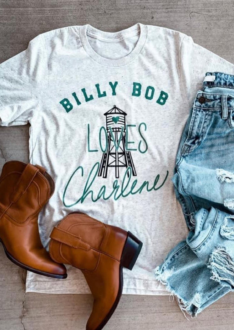 

Billy Bob Loves Charlene T-Shirt Tee - Light Grey, 502227