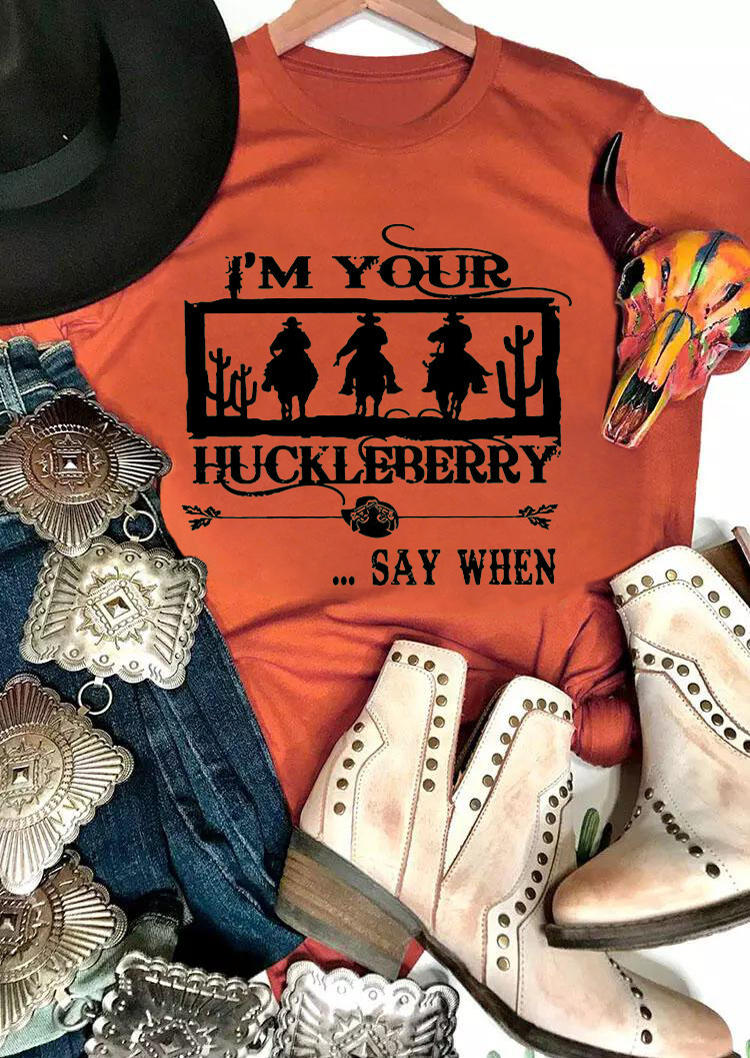 

I'm Your Huckleberry Cowboy Cactus T-Shirt Tee - Orange, 502271