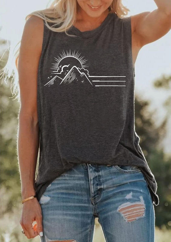 

Sunset Mountain O-Neck Tank - Dark Grey, 500250