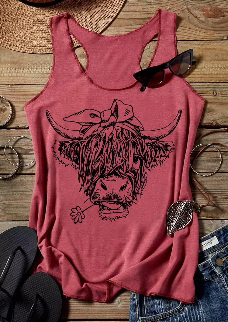 

Funny Cow Flower Casual Racerback Tank - Cameo Brown, 502243