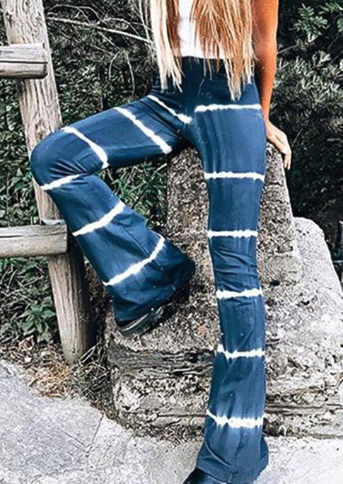 

Tie Dye Elastic Waist Flared Long Pants - Blue, 502324