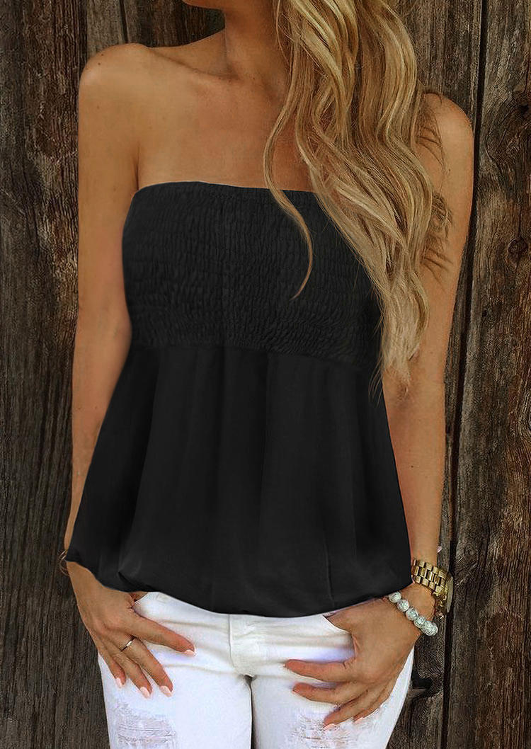 

Ruched Strapless Stretchy Blouse - Black, 502250