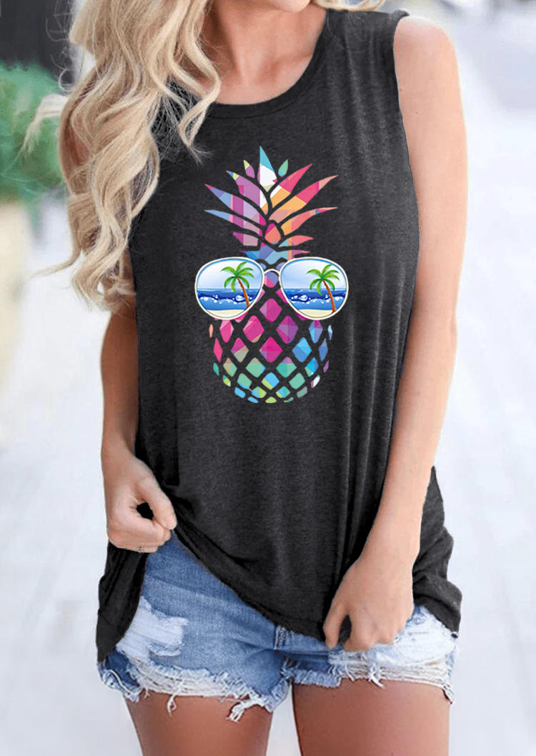 

Colorful Pineapple Sunglasses Beach Tank - Dark Grey, 502466
