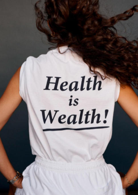 Health Is Wealth T-Shirt Tee - White