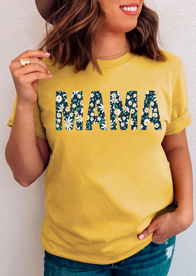 Mama Daisy T-Shirt Tee - Yellow