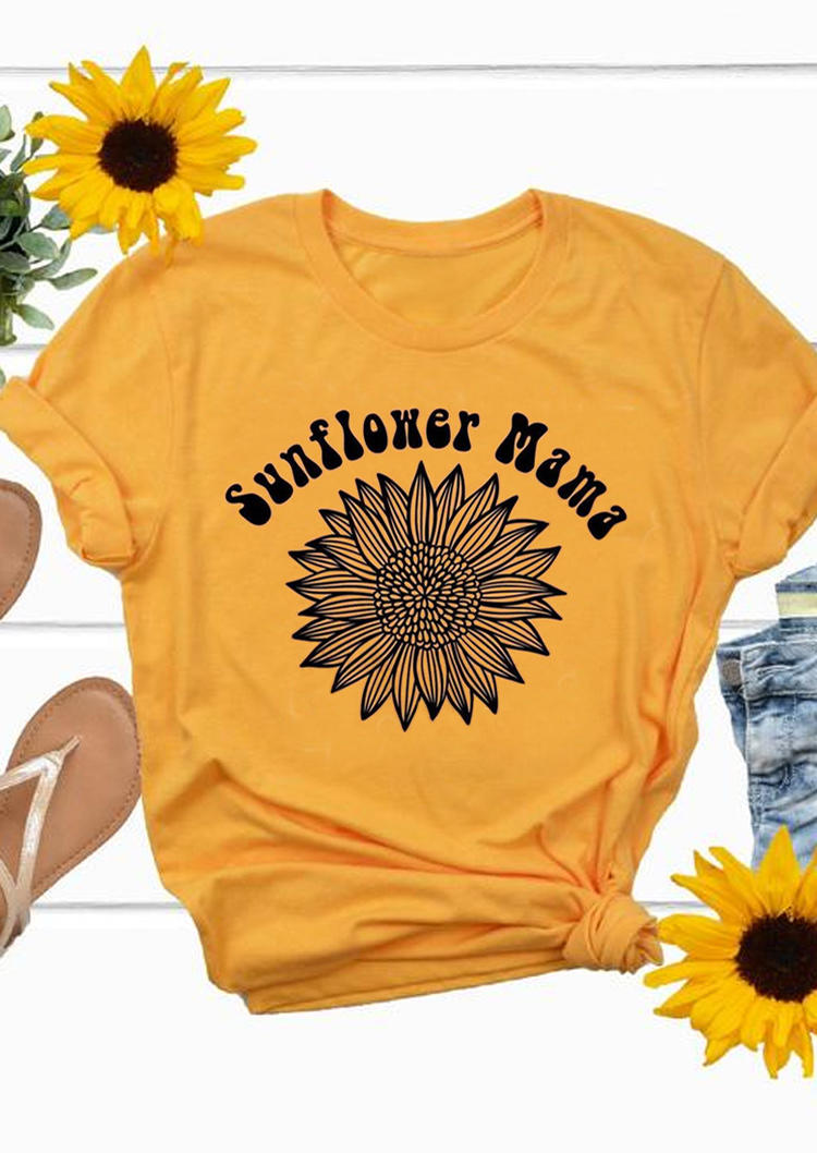 

Sunflower Mama O-Neck T-Shirt Tee - Yellow, 502725