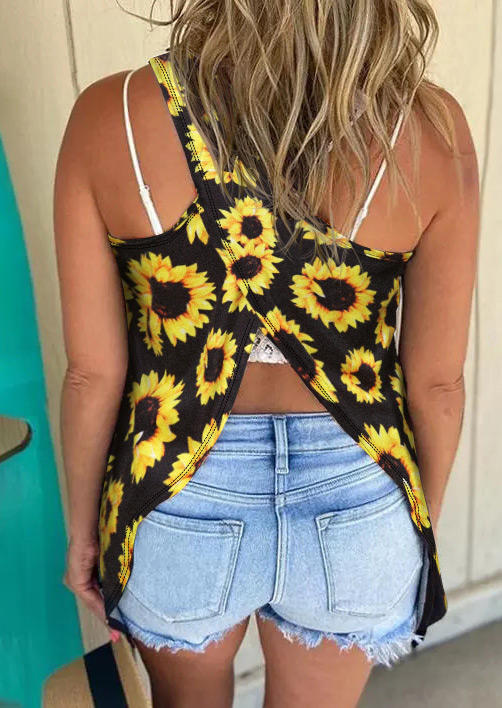 

Sunflower Open Back Casual Tank - Black, 502635