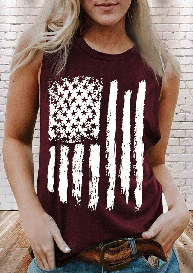 

American Flag Star Tank - Burgundy, 502836