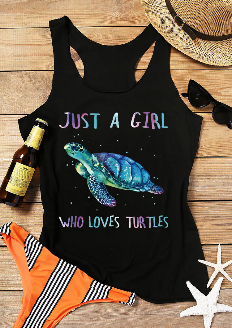 Just A Girl Who Loves Turtles Racerback Tank - Black, 502968