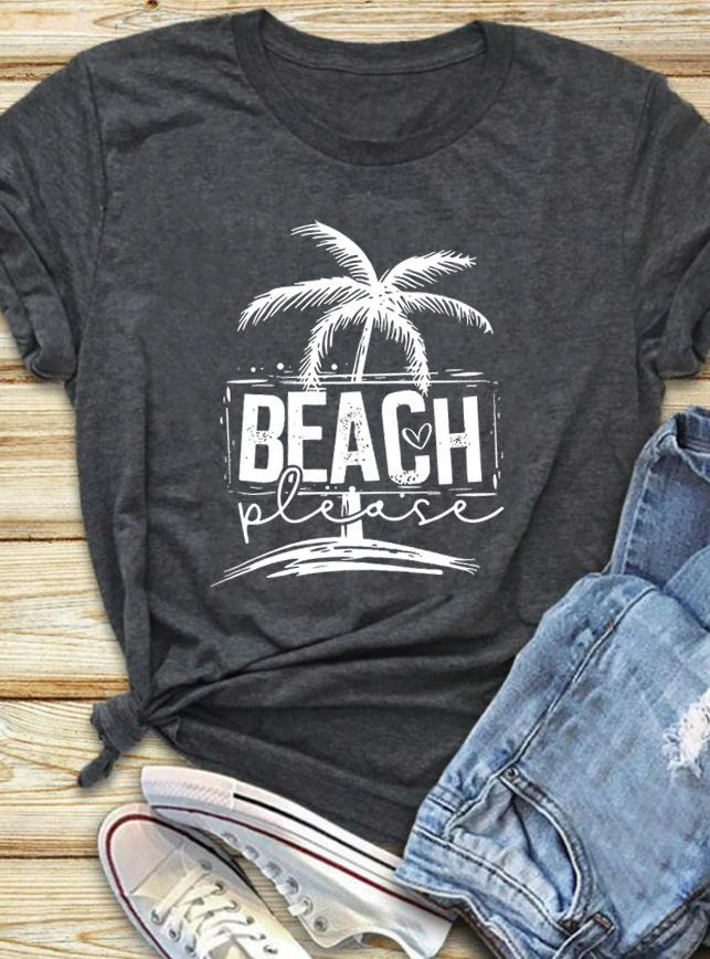 

Beach Place Coconut Tree T-Shirt Tee - Dark Grey, 502705