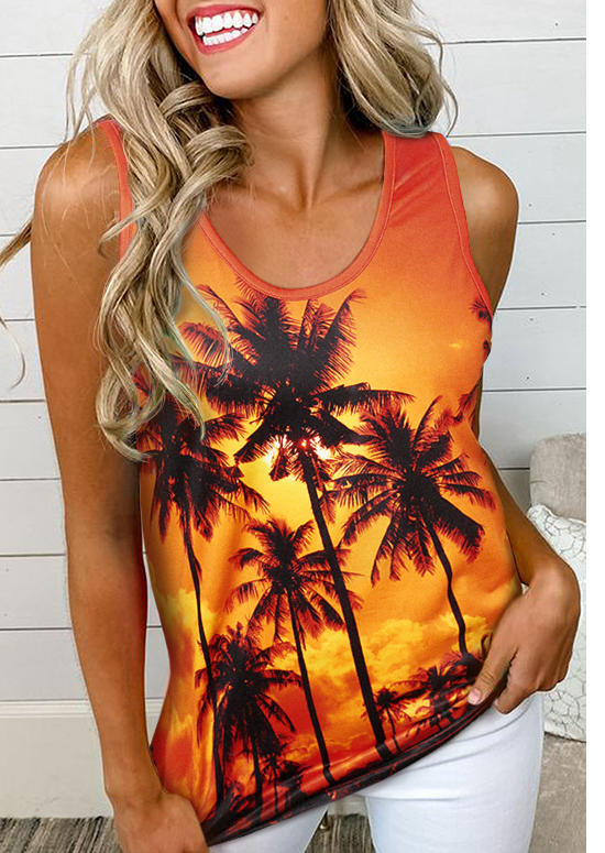 

Beach Sunset Palm Tree Tank - Orange, 502787