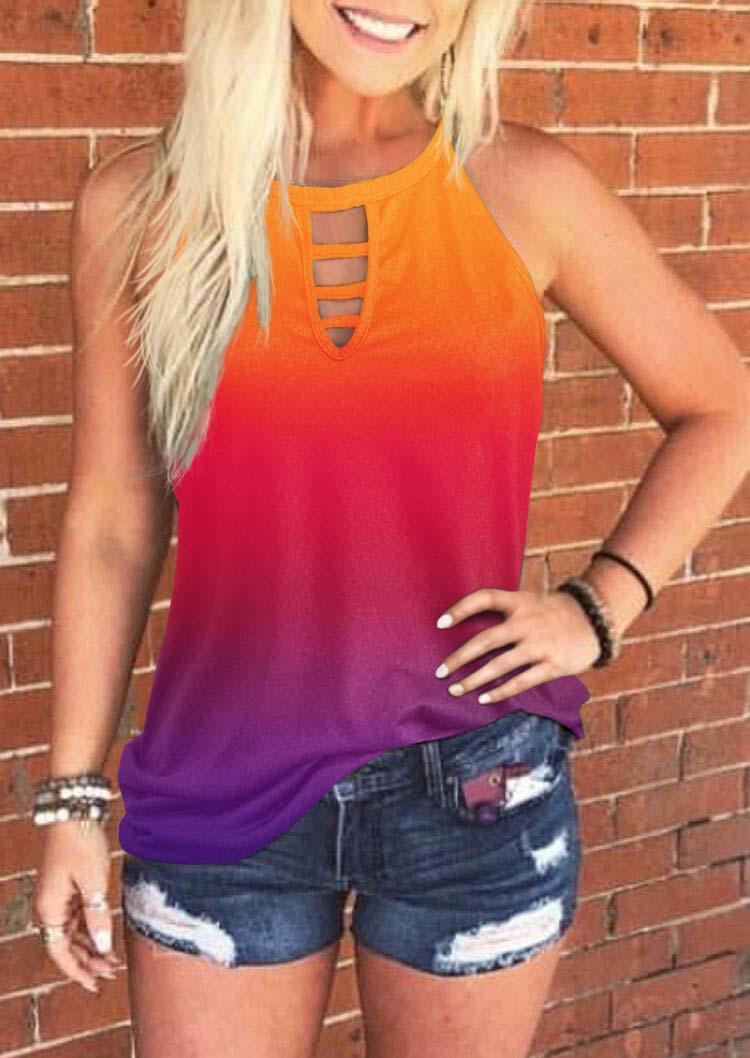 

Gradient Keyhole Neck Halter Tank, Multicolor, 502856