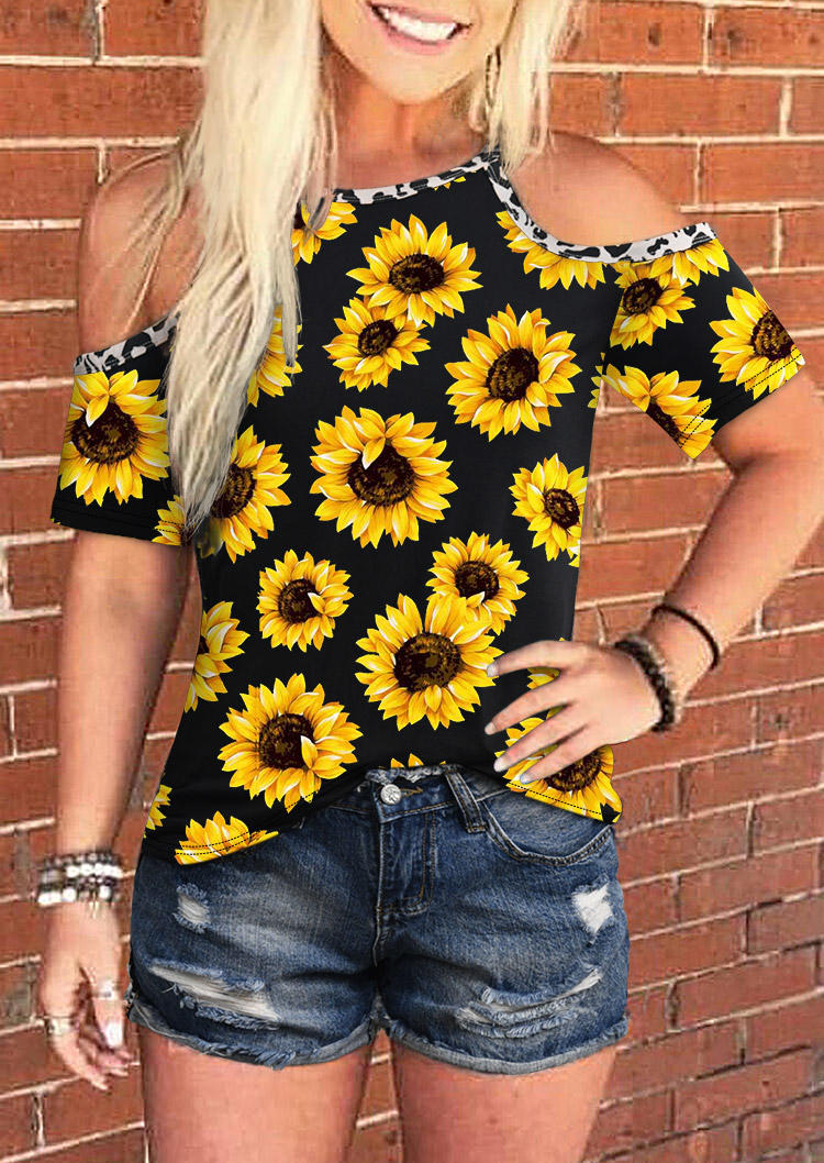 

Sunflower Leopard Cold Shoulder Blouse - Black, 503117