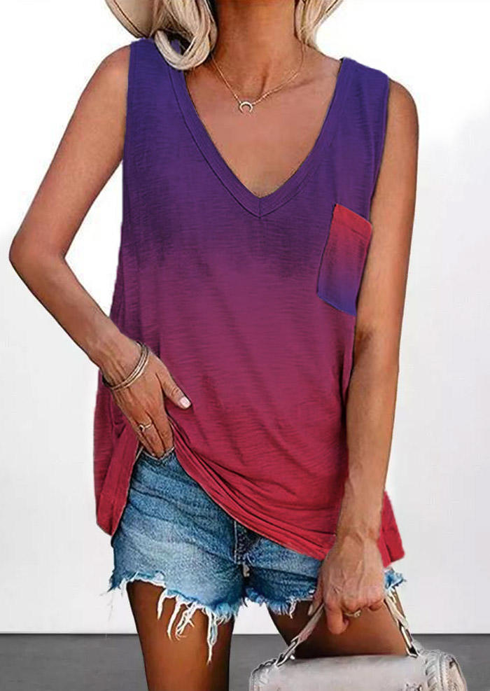 

Tie Dye Gradient Pocket Tank, Multicolor, 503198