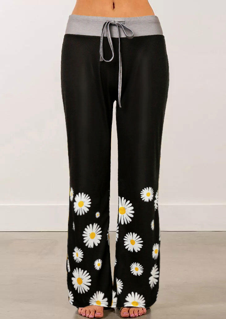 

Daisy Drawstring Wide Leg Pants - Black, 503235