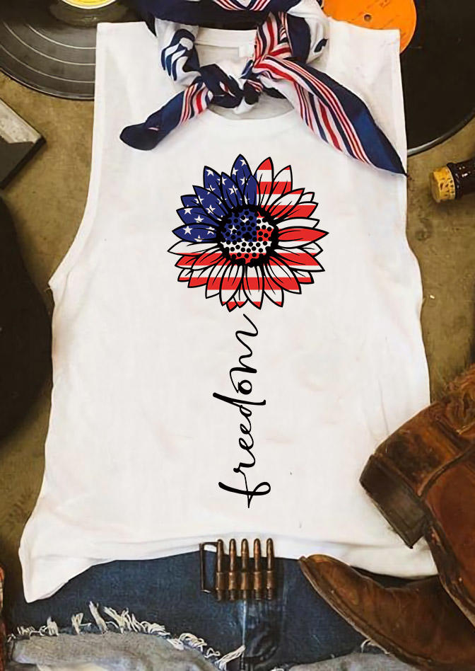 

Freedom American Flag Sunflower Tank - White, 502737