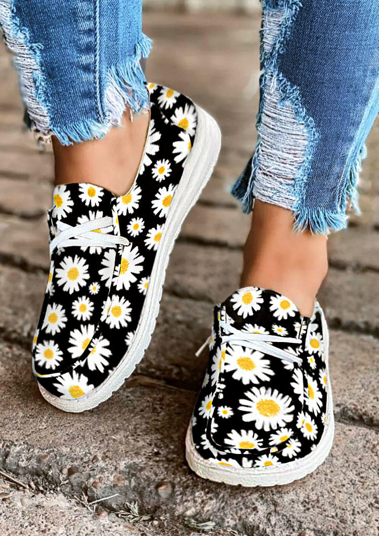 

Daisy Slip On Flat Canvas Sneakers - Black, 503385