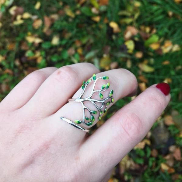 

Olive Tree Branch Leaf Open Ring, Silver, 503559