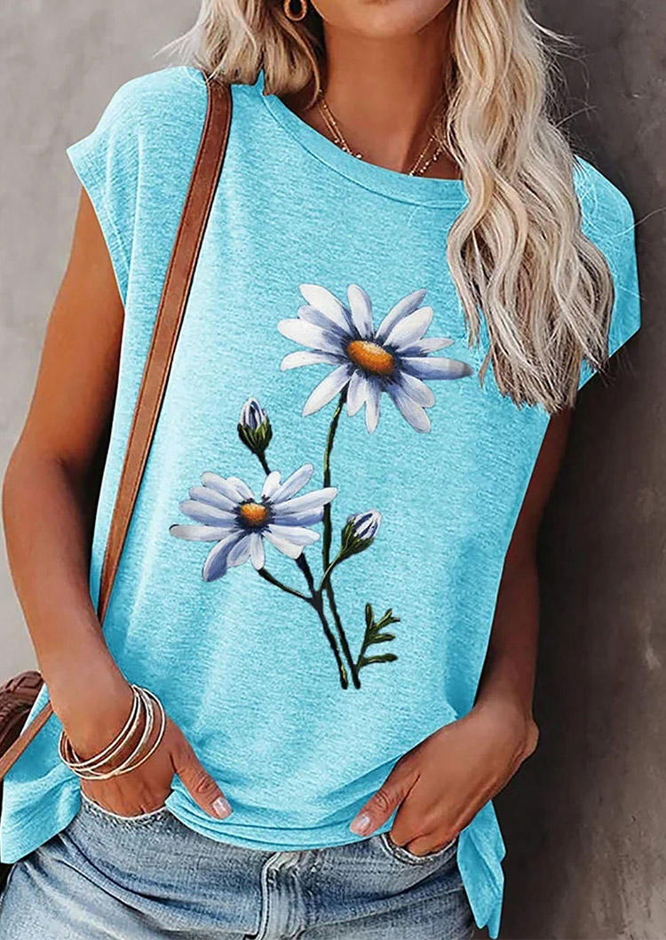 

Daisy O-Neck Casual Blouse - Blue, 503613