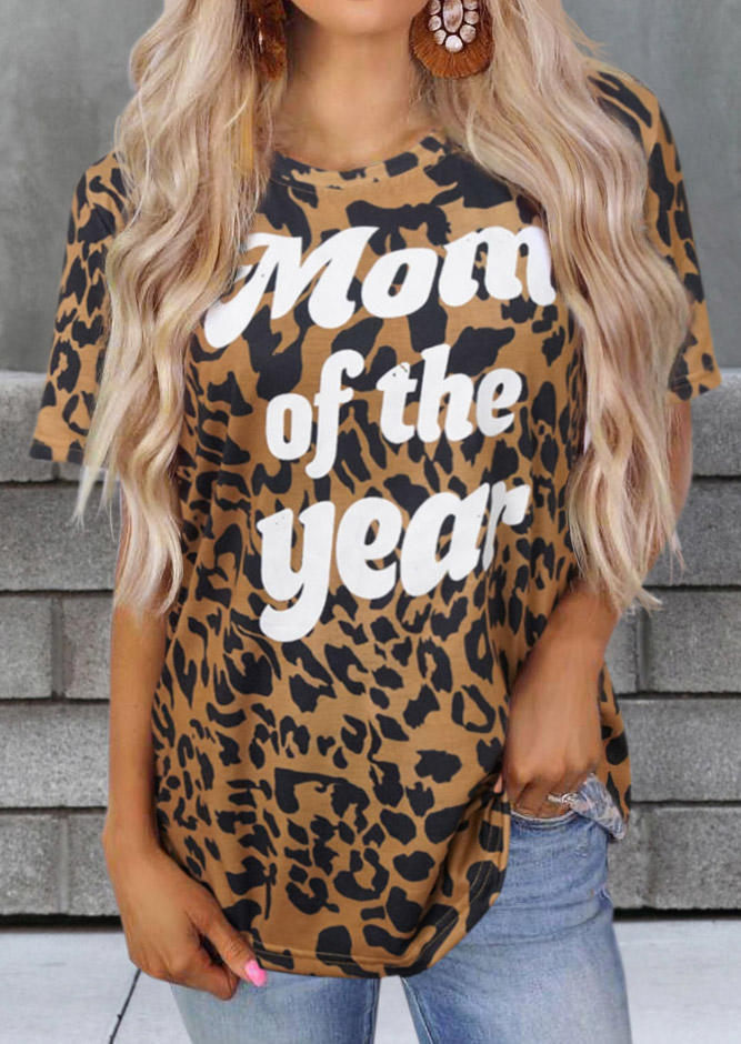 Leopard Mom Of The Year T-Shirt Tee