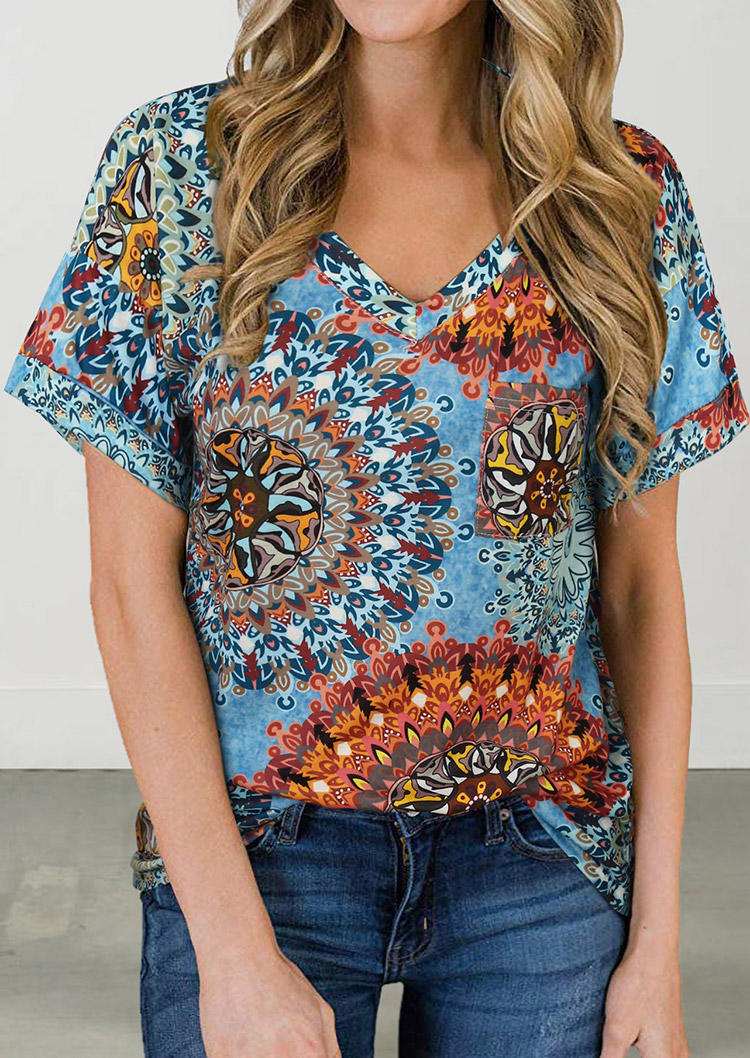 

Mandala Ethnic Style Casual Blouse, Multicolor, 503228