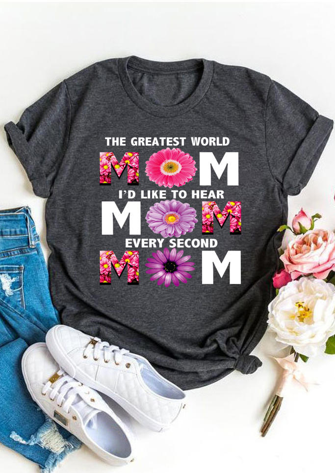 

Daisy The Greatest World Mom Casual T-Shirt Tee - Dark Grey, 503008