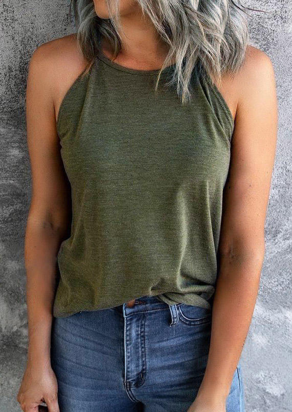 Halter Spaghetti Strap Camisole - Army Green, 503955