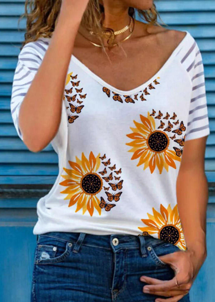 

Sunflower Butterfly Striped Blouse, Multicolor, 503731