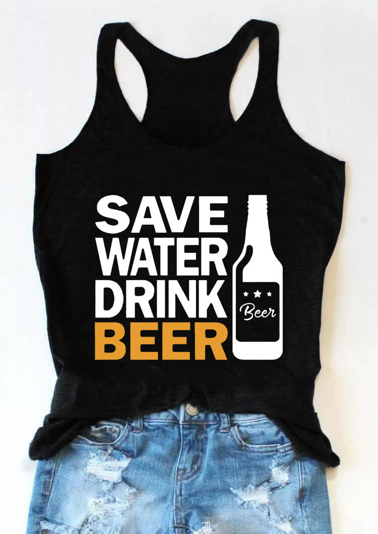 

Save Water Drink Beer Racerback Tank - Black, 503394