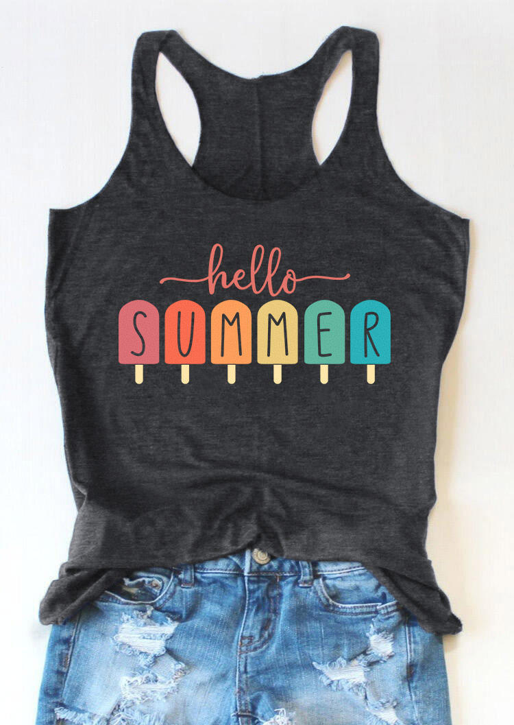 

Hello Summer Racerback Tank - Dark Grey, 503795