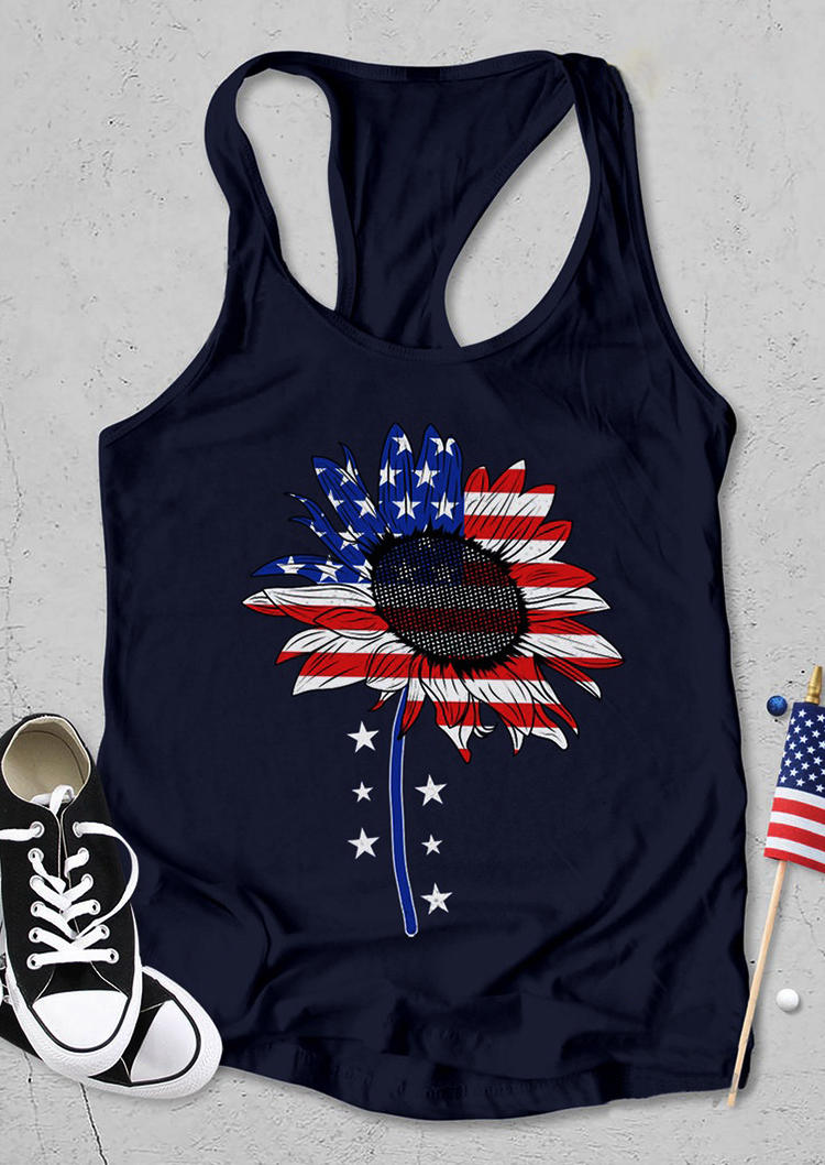 

Sunflower American Flag Star Striped Racerback Tank - Deep Blue, 504234