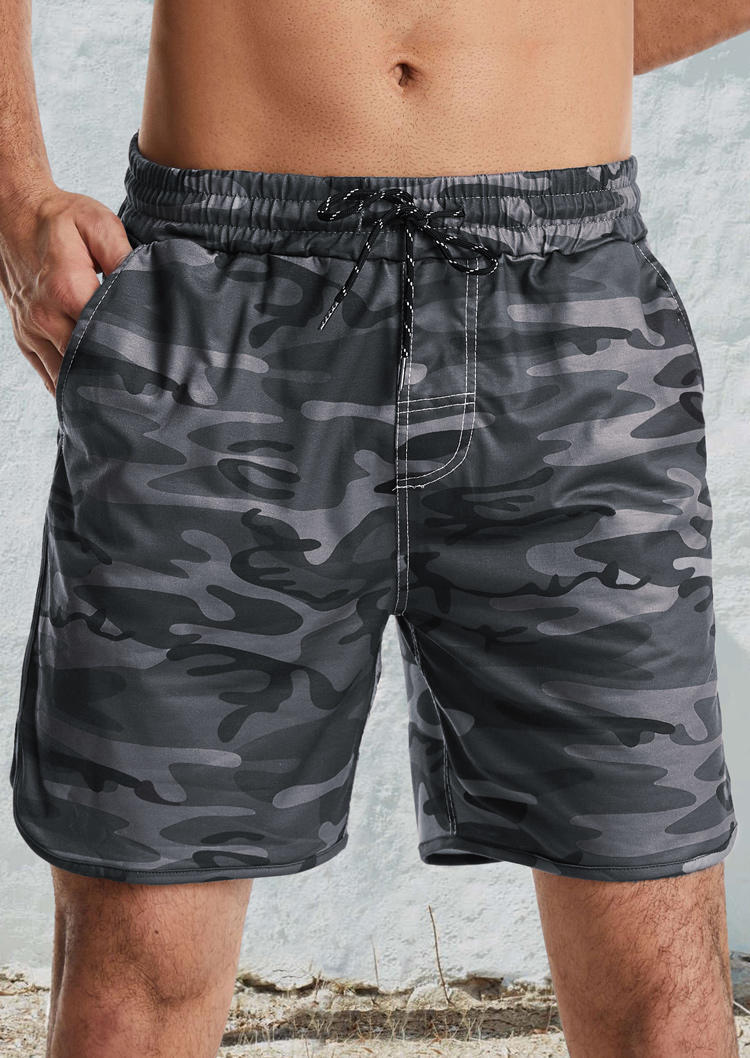 

Camouflage Pocket Drawstring Elastic Waist Shorts, 504149