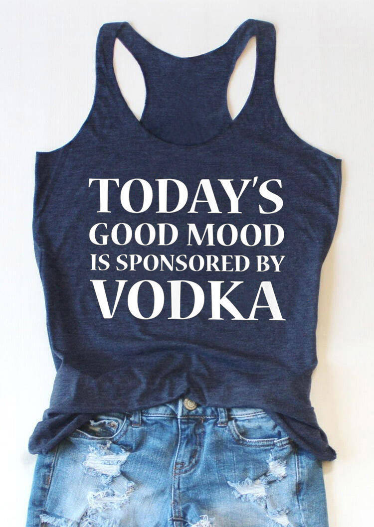 

Today's Good Mood Is Sponsored By Vodka Racerback Tank - Navy Blue, 504278
