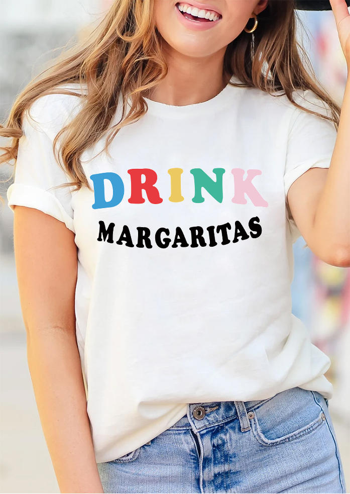 

Drink Margaritas Short Sleeve T-Shirt Tee - White, 502077