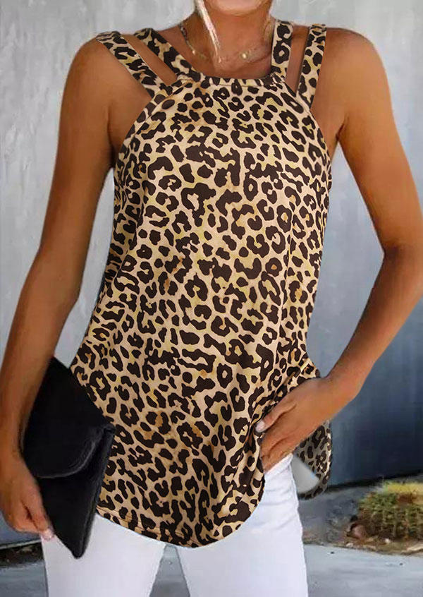 

Western Leopard Hollow Out Camisole, 503236