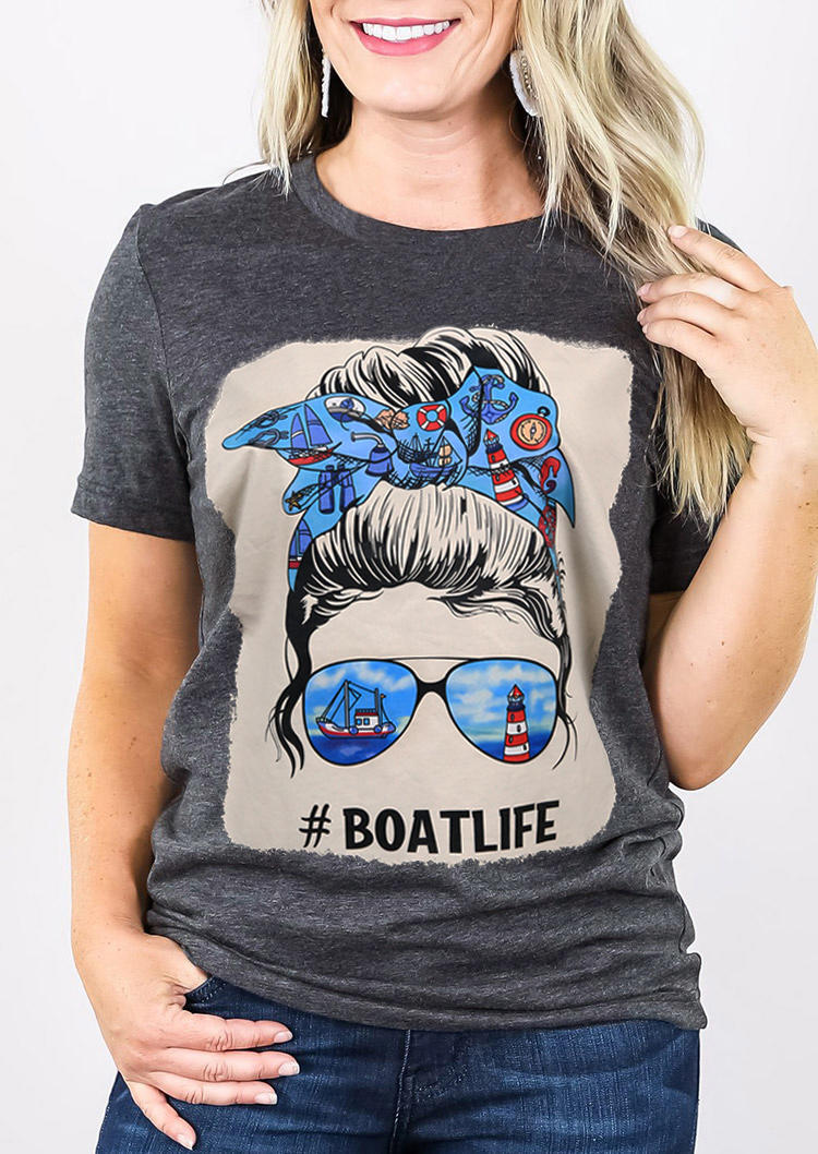 

Boat Life Sunglasses O-Neck T-Shirt Tee - Dark Grey, 503574