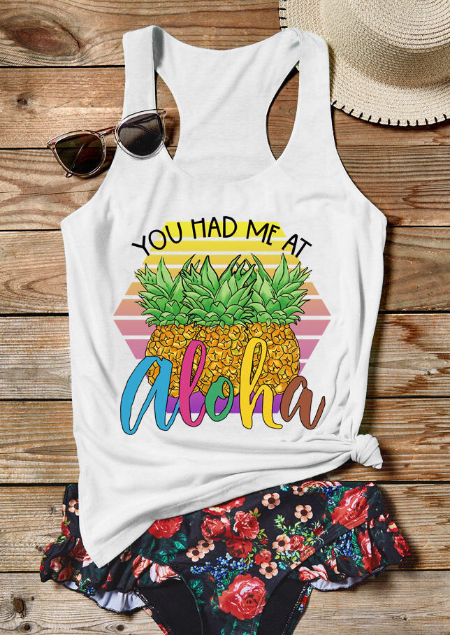 

You Had Me At Aloha Pineapple Racerback Tank - White, 503681