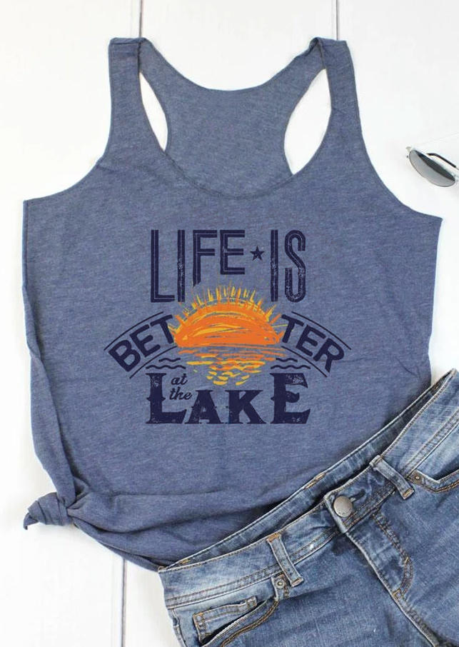 

Life Is Better At The Lake Sunrise Racerback Tank - Blue, 504002