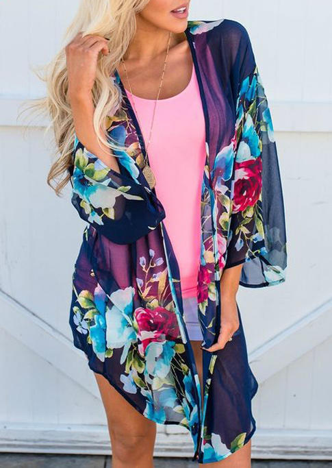 

Floral Sun Protection Long Cardigan, Multicolor, 504212