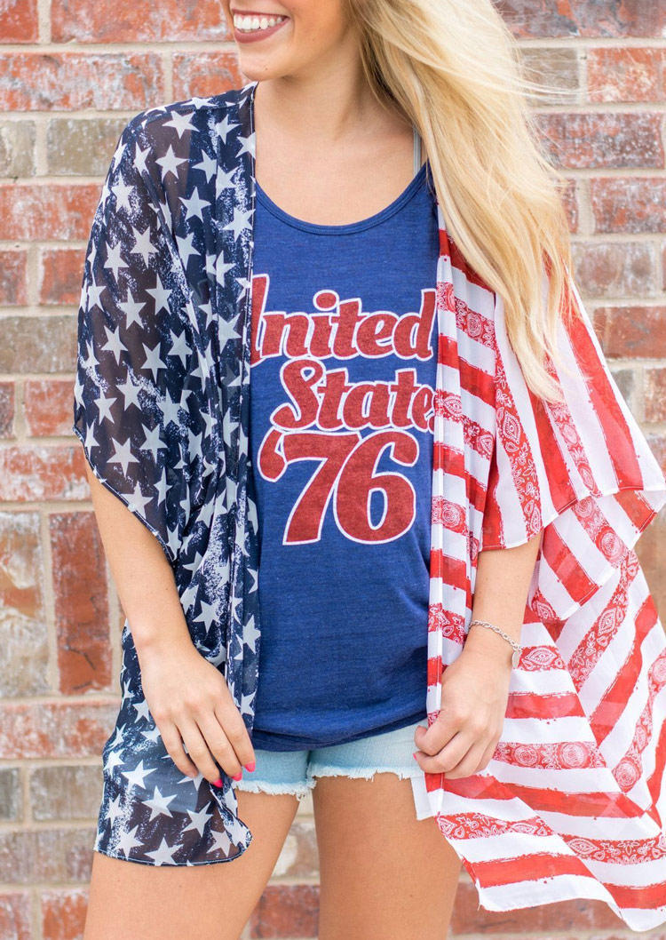

American Flag Star Striped Cardigan, Multicolor, 504455