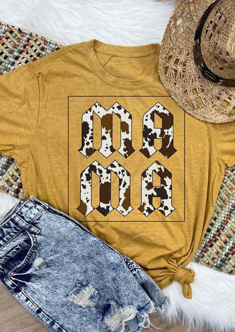 

Western Cow Mama O-Neck T-Shirt Tee - Yellow, 504493