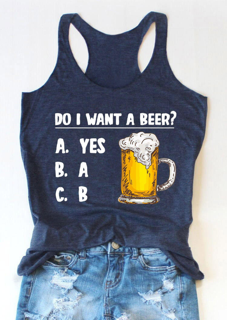 

Do I Want A Beer Racerback Casual Tank - Navy Blue, 504558